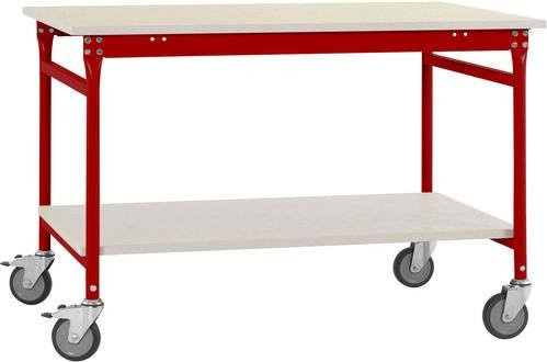 Manuflex BB5327.3003 BASIS mobiler Beistelltisch mit Kunststoff-Platte und Zwischenboden, Farbe: Rubin-Rot, B/T/H: 125 x 60 x 85 cm - Bild 1