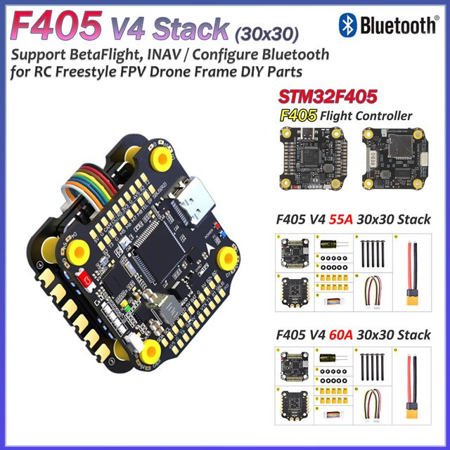 NeebRC F405 V4 BLS 60A/55A Stack F4 Flugcontroller und ESC Set mit Bluetooth in Schwarz für FPV Freestyle Drohnen B/T/H: 3,0 x 3,0 x 3,0 cm - Bild 1
