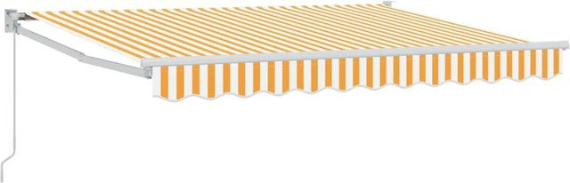vidaXL Manuell Einziehbare Markise aus Polyester in Gelb und Weiß, B: 350 cm, T: 200 cm - Bild 1