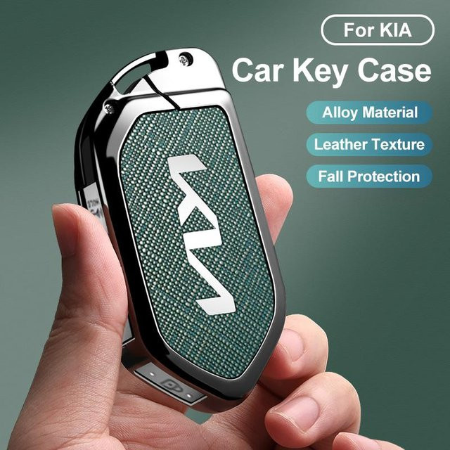 Kia Autoschlüssel Hülle aus Zinklegierung mit Fernbedienung für EV9, Picanto, Carnival, Seltos, Sorento, Morning, K5, KA4 und EV3 in Grün - Bild 1