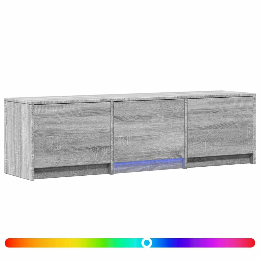 vidaXL Fernsehschrank mit LED in Grau Sonoma und Weiß, modern, B/T/H: 140 x 34 x 40 cm - Bild 2