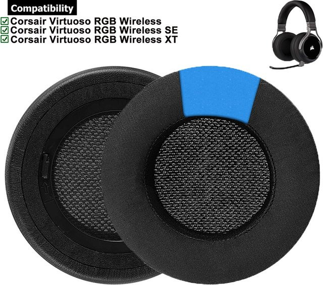 Ersatz-Ohrpolster Kühlgel Kissen in Schwarz für Corsair Virtuoso RGB Wireless SE und XT Headsets - Bild 1