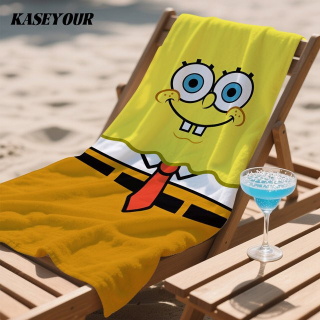 Potdemiel Badetuch SpongeBob und Patrick Star aus Mikrofaser, schnell trocknendes Strandtuch für Schwimmen, Camping und Yoga - Bild 1