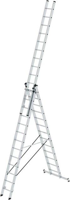 MUNK Aluminium-Mehrzweckleiter 3-teilig mit Nivello-Traverse, Farbe: Silber - Bild 1