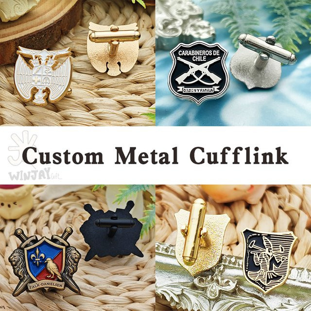 Winjaygift Manschettenknöpfe Metall, Weich-Emaille, Designprägung - Bild 1