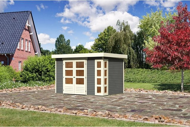 Karibu Holz-Gartenhaus Sölve in Terragrau mit Flachdach und modernem Design, B: 298 cm, T: 213 cm, H: 211 cm - Bild 1