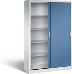 C+P Schiebetürenschrank Acurado mit Fernblau Front und Lichtgrau Korpus, H: 195 cm, B: 120 cm, T: 40 cm - Bild 1