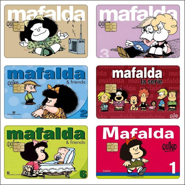 M-Mafalda Girl Kreditkarten-Skins Set aus PVC, 4 Stück, abnehmbare und selbstklebende Schutzfolie, Multicolour - Bild 1