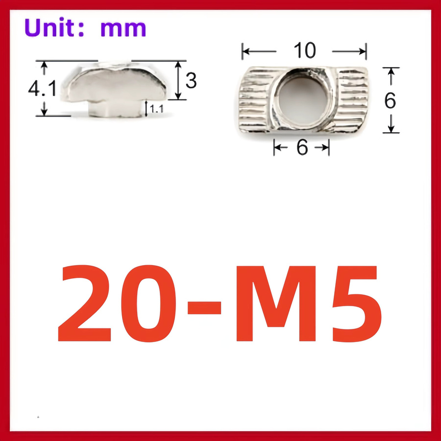T-Mutter Set für Aluminium-Extrusion 20 30 40 Serie, Drop-in T-Nutmuttern für 3D-Drucker und CNC-Maschinen, Farbe: Silber - Bild 3