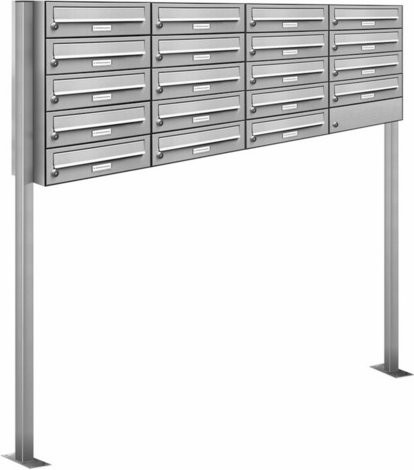 AL Briefkasten-System für 19 Parteien, freistehend, silberfarben, B/H/T: 161,2 x 50 x 27,5 cm - Bild 1