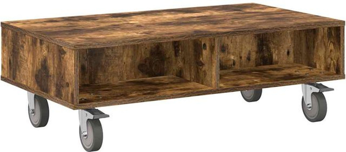vidaXL Beistelltisch mit Rädern in Geräuchert Eiche Braun, Modernes Design, B/T/H: 90 x 50 x 30 cm - Bild 1