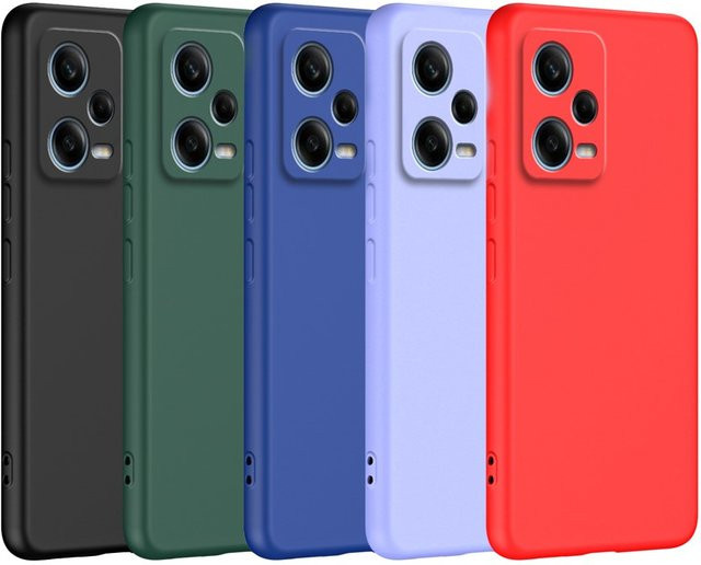 Caqas Flüssige Silikon-Handyhülle Matte Basic Cover für Xiaomi Redmi Note 12 13 14 Pro Plus 5G, Redmi 12 12C 13 13C 14 14C in Grün und Blau - Bild 1