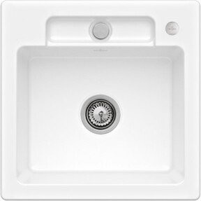 Villeroy & Boch Spüle Siluet 50 S Flat bündig aus Keramik mit Ablaufgarnitur und Exzenter in Weiß Alpin - Bild 1