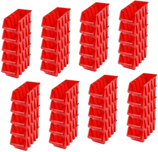 PROREGAL SuperSparSet mit 40 Sichtlagerboxen aus Polypropylen in Rot, H x B x T: 34 x 15,5 x 20,4 cm - Bild 1