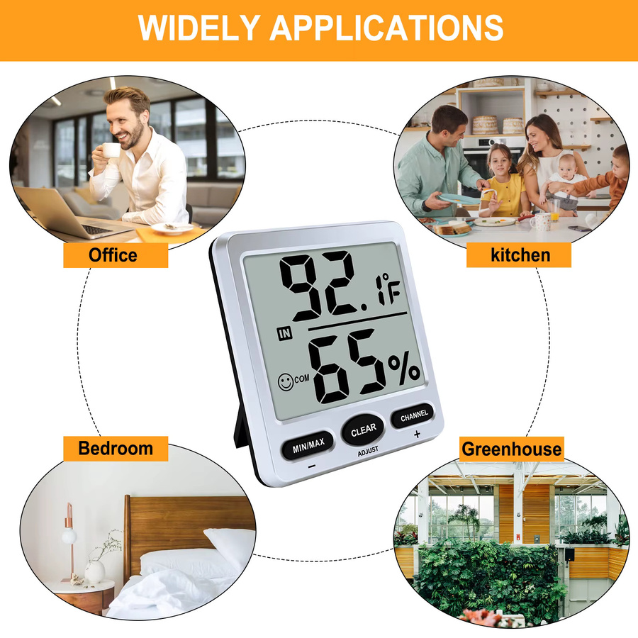 Urageuxy Intelligentes digitales Hygrometer-Thermometer mit hoher Genauigkeit für Babyzimmer, Gewächshaus, Büro und Schlafzimmer - Bild 3