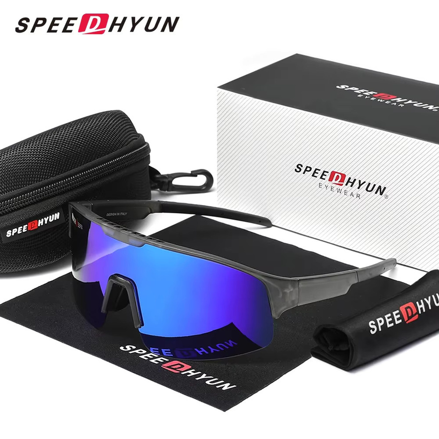SPEEDHYUN Sportsonnenbrille, Vollrand, Wrap, Schwarz, Unisex, Kunststoff - Bild 1