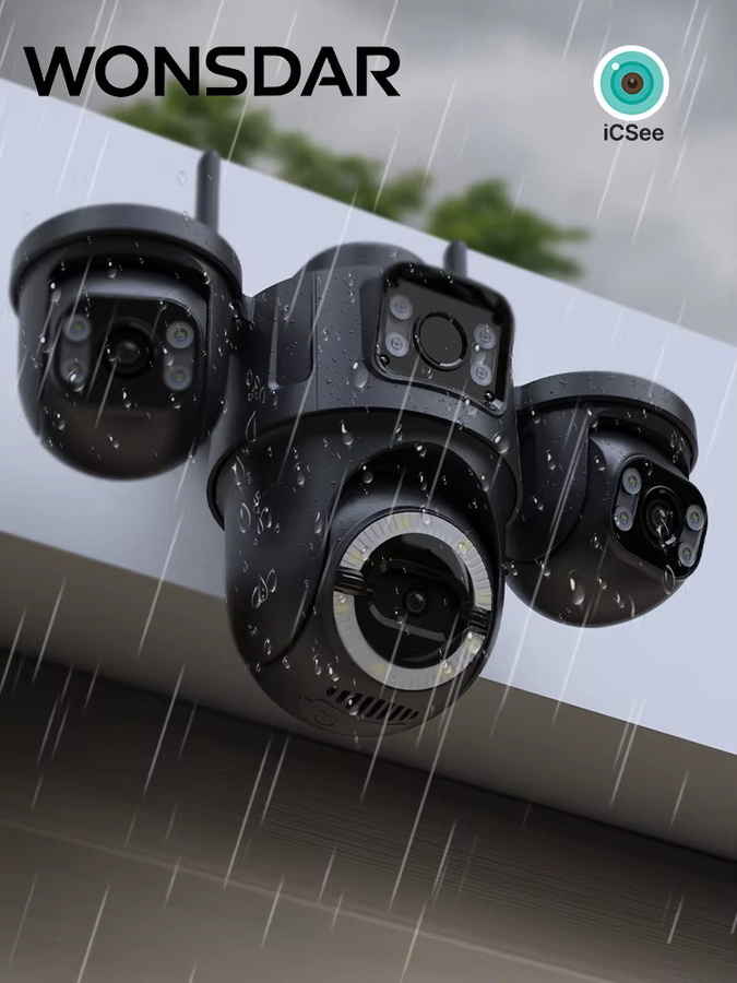 WONSDAR Outdoor WLAN-Kamera mit drei Objektiven, PTZ IP-Kamera mit KI-gestützter automatischer Personenverfolgung und ICSee APP, Schwarz - Bild 6