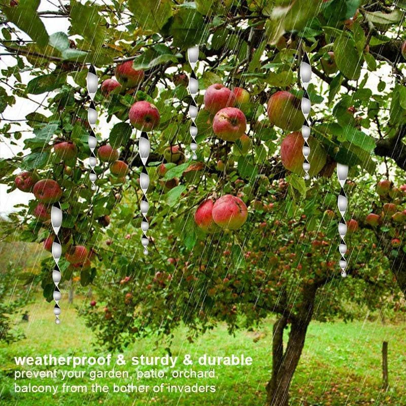16 Stück Vogelabwehr-Reflexstäbe von YWZT Home Depot in Silber, rotierende Windspiralen als hängende Ornamente für Garten und Haus, Höhe: 30 cm - Bild 2