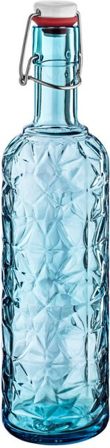 Bormioli Rocco Oriente Bügelverschlussflasche aus Glas in Blau, 1,05 l - Bild 1