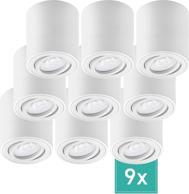 Oktaplex 9er Set Lile M Aluminium Aufbaustrahler in Weiß mit schwenkbaren LED-Modulen, Neutralweiß 4000K, 230V - Bild 1