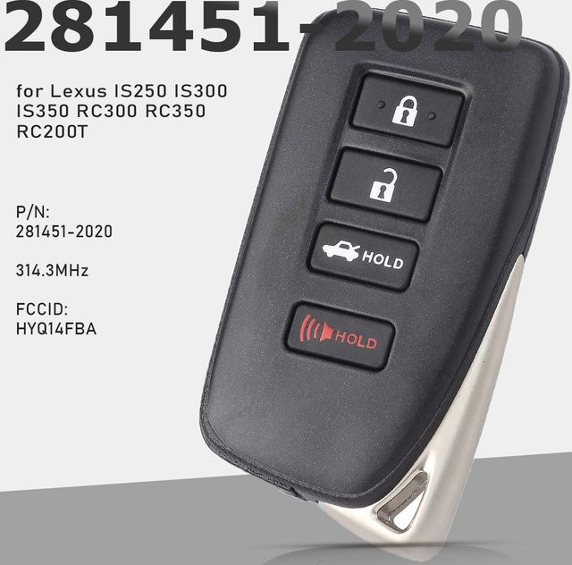 KEYECU Smart Remote Key Fob 281451-2020 für Lexus IS250 IS300 IS350 RC300 RC350 RC200T, Schwarz, 314,3 MHz - Bild 1