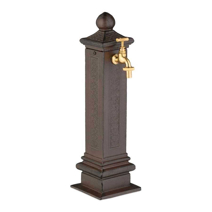 Relaxdays Standbrunnen in Säulenform aus Aluminiumguss und Stahl in Braun mit Antik-Design, H: 47 cm, B: 14 cm, T: 18,5 cm - Bild 2