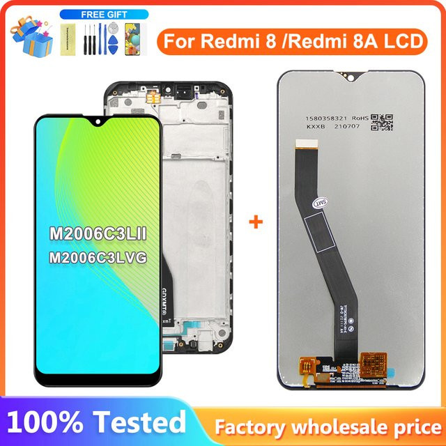 Xiaomi Redmi 8 und Redmi 8a LCD-Display mit Touchscreen und Rahmen in Schwarz - Bild 1