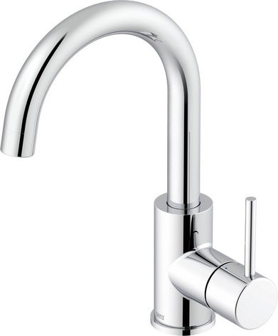 LENZ Waschtischarmatur BOW aus Messing in Chrom und Silber mit schwenkbarem Auslauf und Pop-up-Abfluss - Bild 1