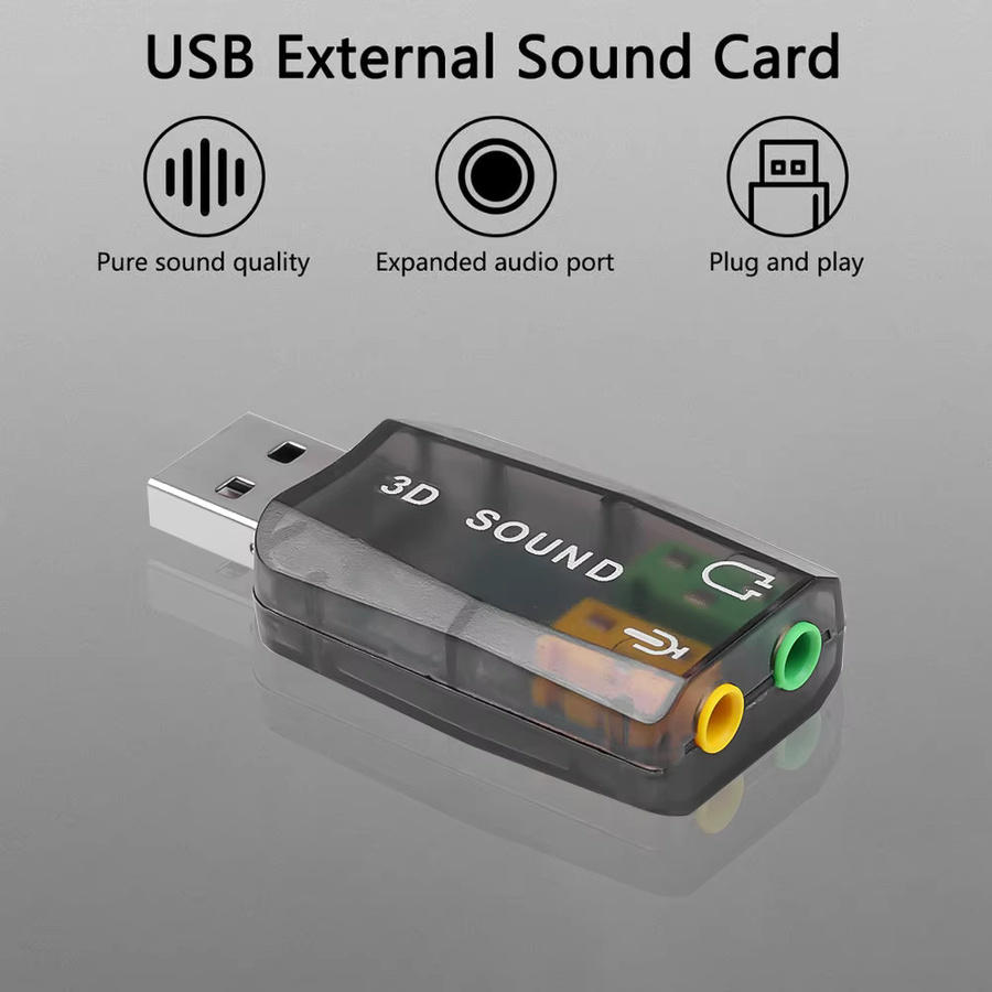 Kebidumei Externe USB-Soundkarte als HiFi-Stereo-Audio-Adapter mit USB-A auf 3,5 mm Klinke in Transparent - Bild 5