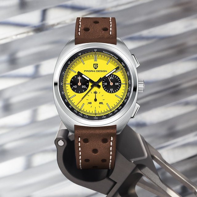 PAGANI DESIGN Chronograph, Quarz, Gelb, Edelstahl, Leder, Herren - Bild 1