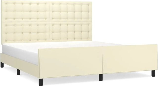 vidaXL Bettgestell mit Kopfteil aus Kunstleder in Beige, B/T/H: 160 x 200 x 128 cm - Bild 1