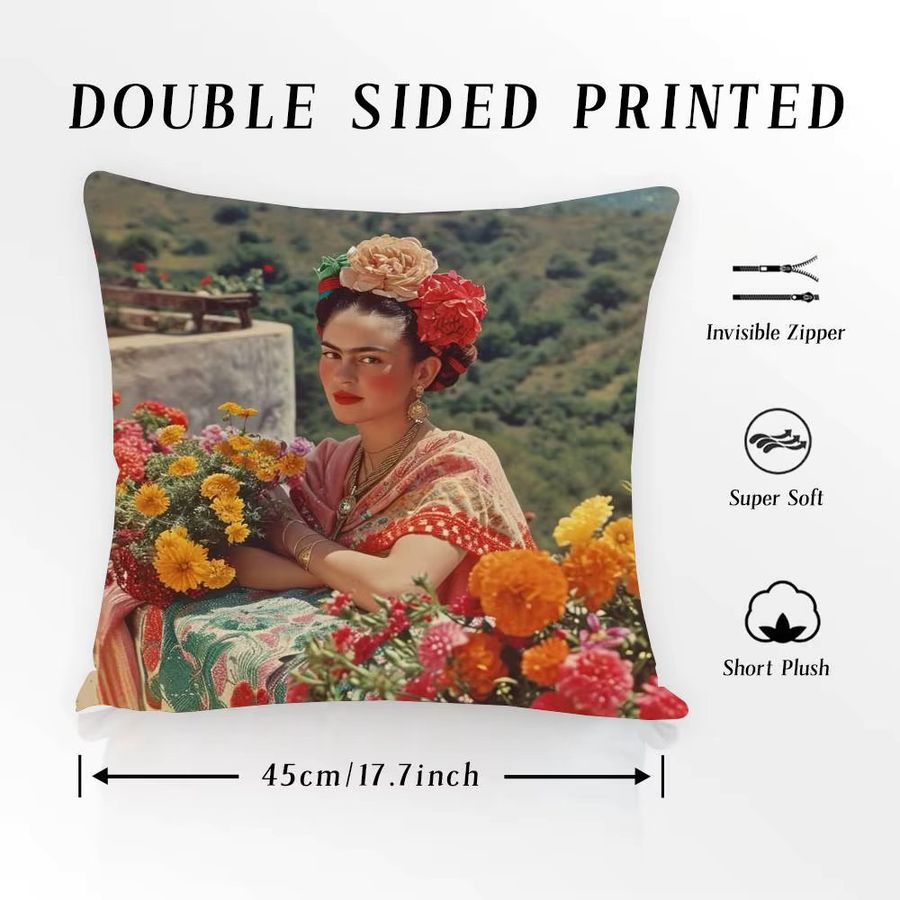 SINGER Kissenbezug Frida Kahlo Multicolor mit Anti-Dustmite-Schutz und unsichtbarem Reißverschluss - Bild 3