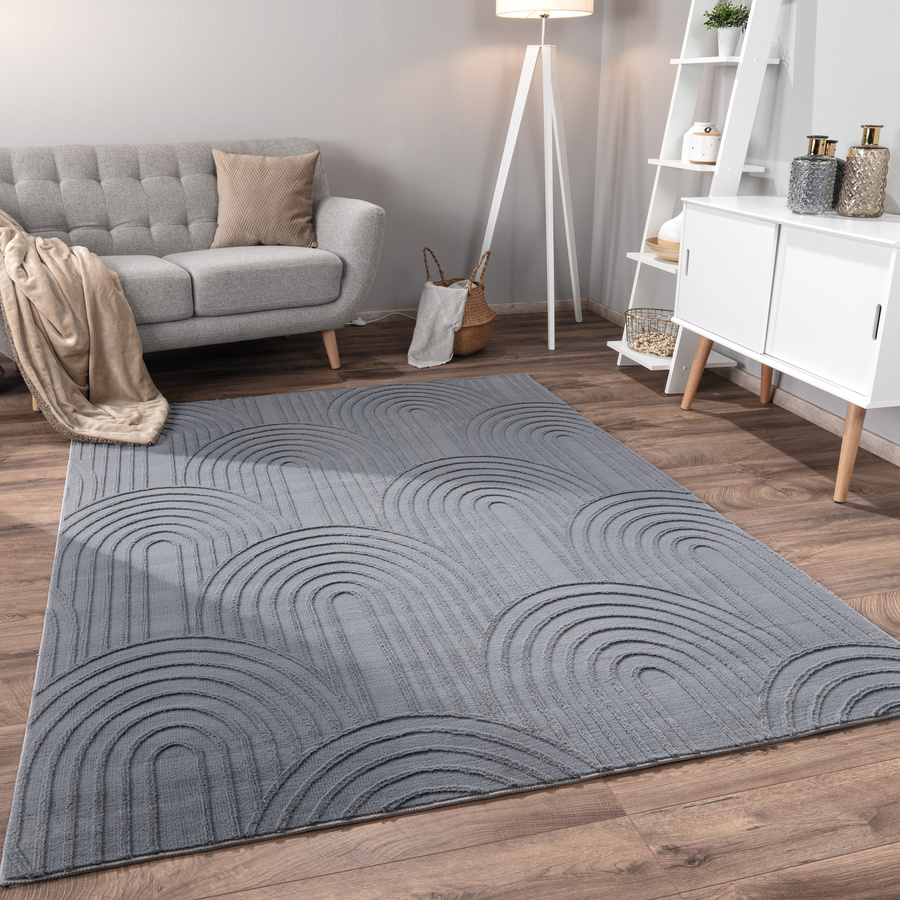 Fellteppich Lelystar in Anthrazit, Beige und Grau mit High-Low-Effekt, B/T: 80 x 150 cm - Bild 3