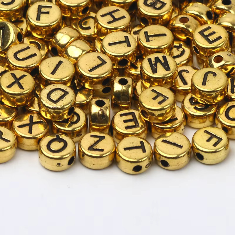 Laudsong Buchstaben-Acrylperlen, goldfarben, Unisex - Bild 3