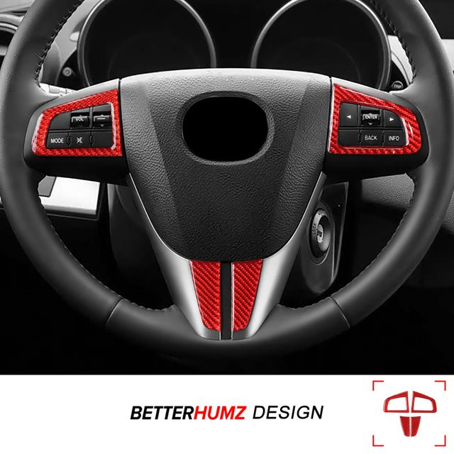 BetterHumz Carbon Fiber Lenkrad Panel Abdeckung Trim Aufkleber für Mazda 3 Axela 2010-2013 in Schwarz - Bild 1