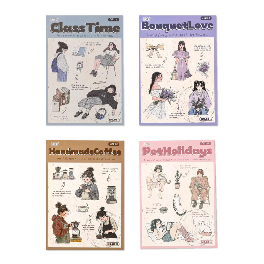 Journal GO 20 Stück Niedliche Cartoon-Mädchen-Aufkleber im Korea Anime-Stil für Scrapbooking und Planer, Mehrfarbig - Bild 3