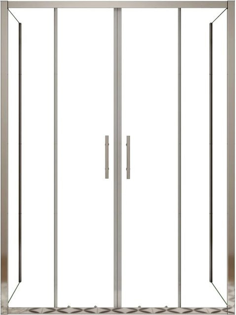 AICA U-Form Duschkabine mit Schiebetür und Seitenwand aus ESG Glas in Transparent, Farbe: Silber, B: 160 cm, T: 70 cm, H: 190 cm - Bild 1