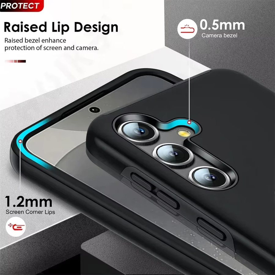 Stoßfeste Armor Bumper Handyhülle für Samsung Galaxy S26 S25 Ultra Plus A57 A37 A56 A36 A17 aus Hartschalen-PC und Silikon mit Metallring in Schwarz oder Grün - Bild 3