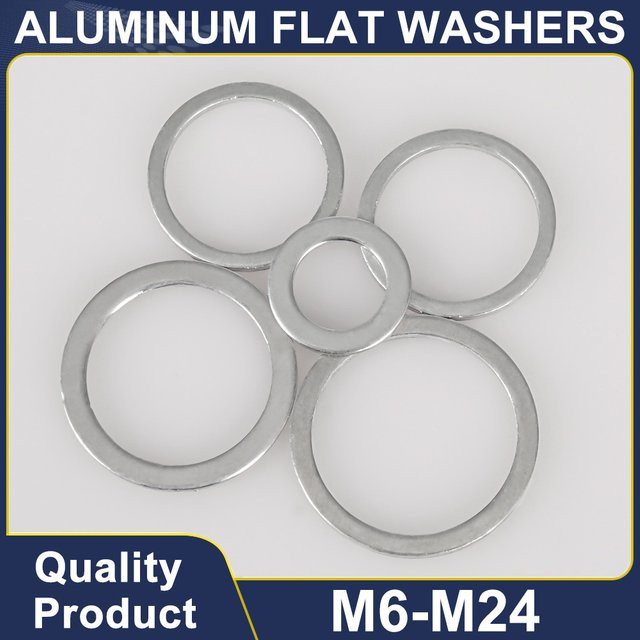 XIXIAN ASTA Aluminium-Unterlegscheiben Flach, Silber, verschiedene Größen M6 bis M22, Dicke 1–2 mm - Bild 1