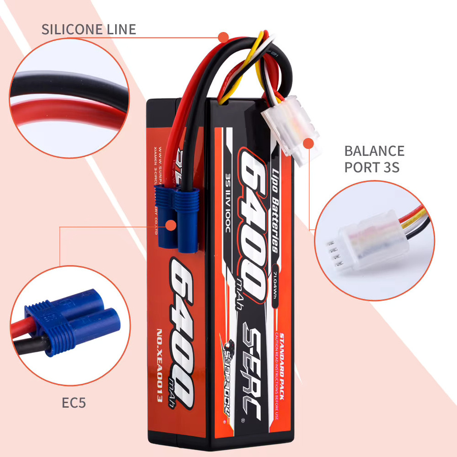 SUNPADOW LiPo-Akku mit EC5 Anschluss, 6400 mAh, 100C, Schwarz - Bild 2