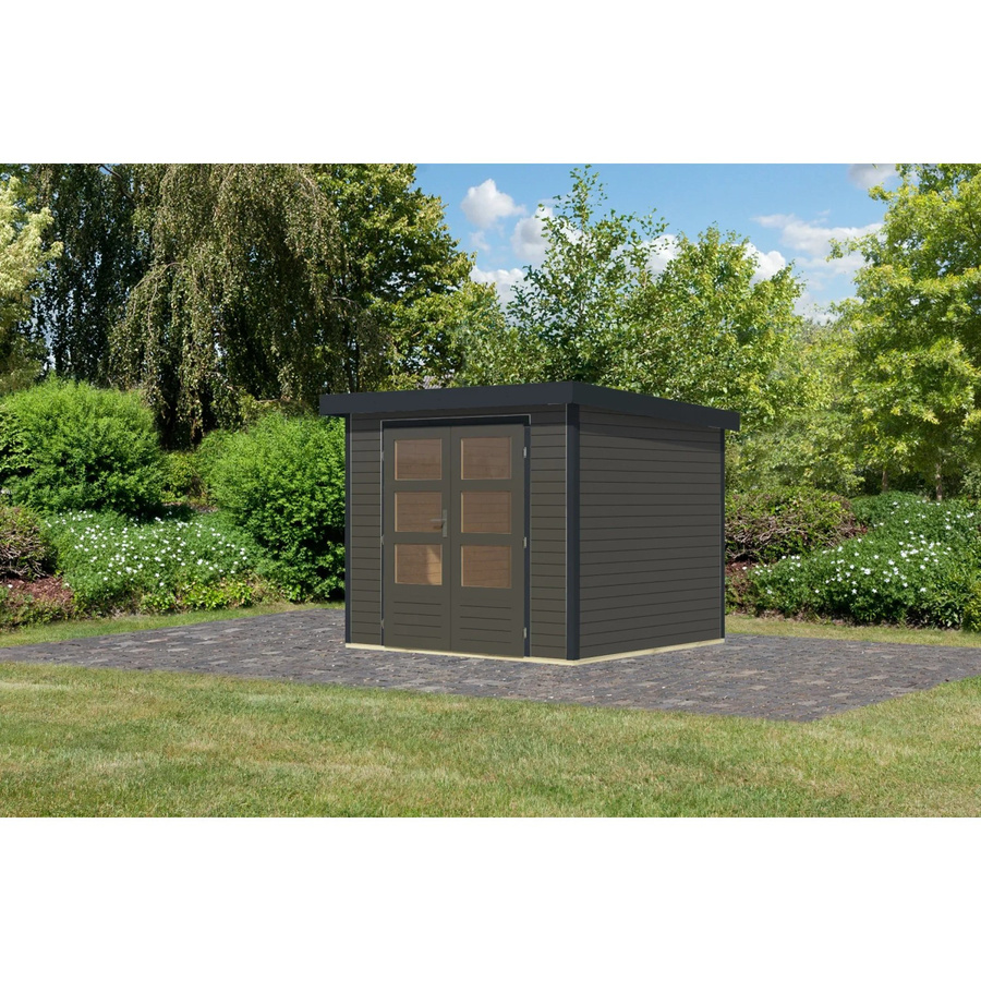 Karibu Gartenhaus Diego 3 B in Terragrau/Anthrazit, modernes Metall-Holz-Design, B: 209 cm, T: 238 cm, H: 213 cm - Bild 2