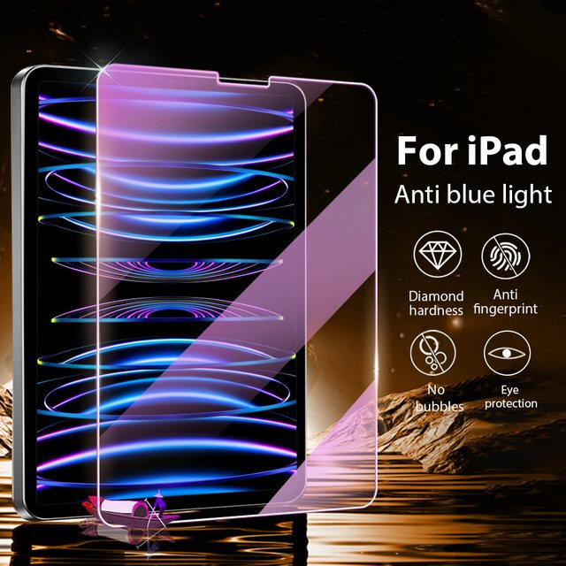 Apple Displayschutzfolie aus gehärtetem Glas mit Anti-Blaulicht-Funktion für iPad Pro, iPad Air und iPad Mini in Transparent - Bild 1