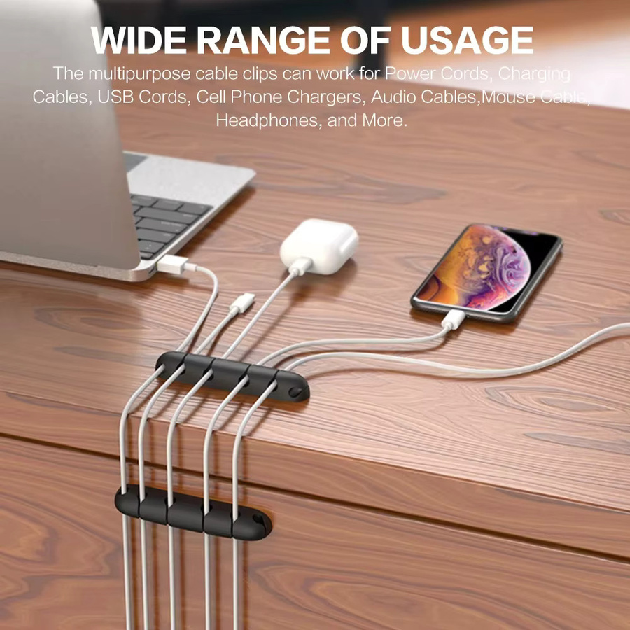 STONEGO USB Kabel Organizer aus Silikon in Schwarz zur Kabelverwaltung für Büro und Desktop - Bild 2