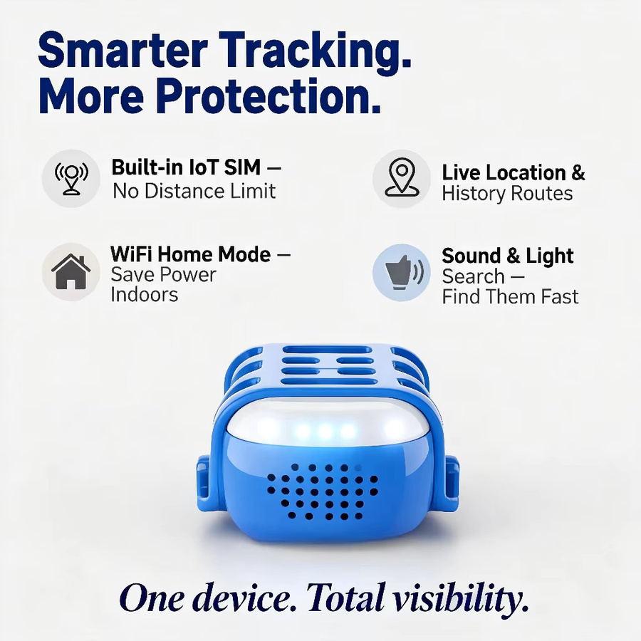 Wanwaytech GPS-Haustier-Tracker für Hunde und Katzen in Blau mit Echtzeit-Verfolgung und QR-Code Anti-Verlust-Funktion - Bild 3