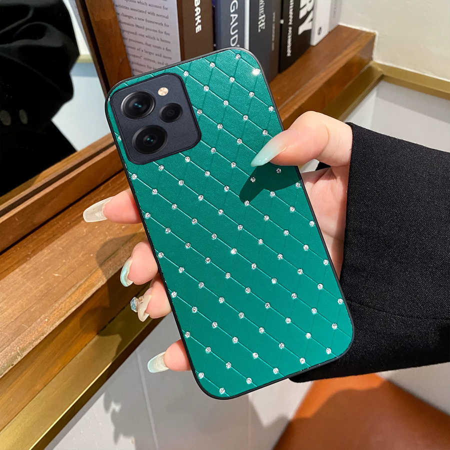 Personality Advanced Kunstleder-Handyhülle mit Rautenmuster für Xiaomi Redmi Note 11 12S 13 Pro Plus 4G 5G in Grün - Bild 2