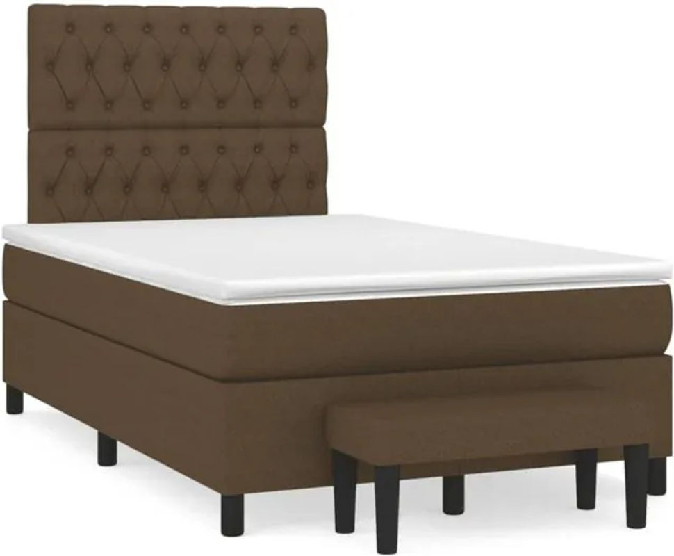 vidaxl Boxspringbett mit Matratze aus Stoff in Braun, B/T/H: 190 x 120 x 118 cm - Bild 1