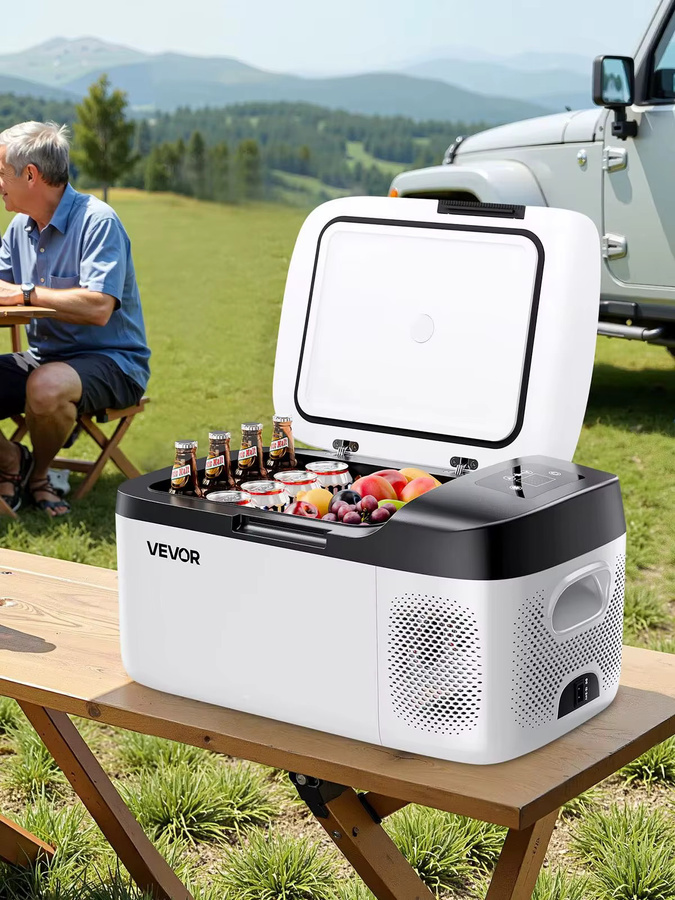 SucceBuy Kompressor-Kühlschrank Tragbarer Mini-Gefrierschrank für Camping und Wohnmobile, 15 l, Weiß - Bild 1