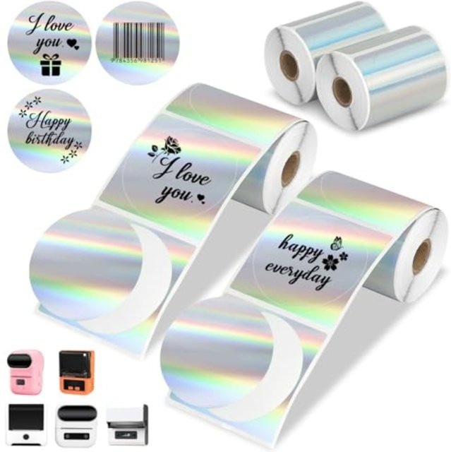 Phomemo Rundes Thermoetikettenpapier für M220 M200 M221 M110 Etikettendrucker, Durchmesser: 5 cm, wasserfestes Aufkleber-Mini-Druckerpapier - Bild 1