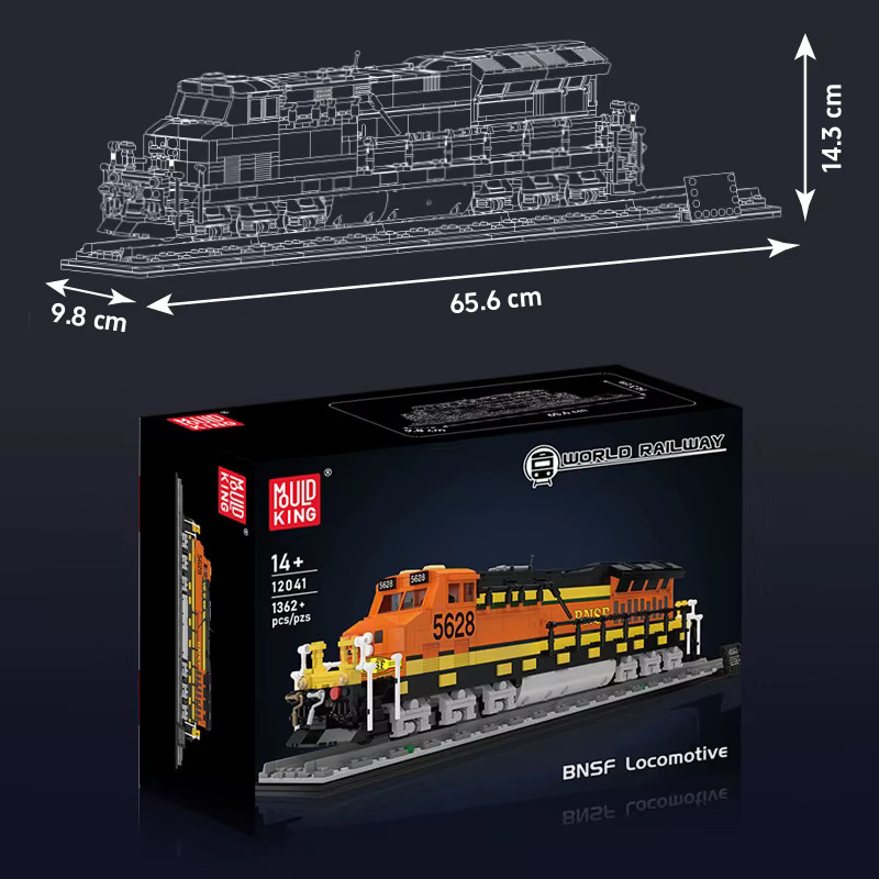 Mould King 12041 Technischer Eisenbahn-Bausatz, RC BNSF Northern Lokomotive, Bausteine-Set, ab 14 Jahren - Bild 5