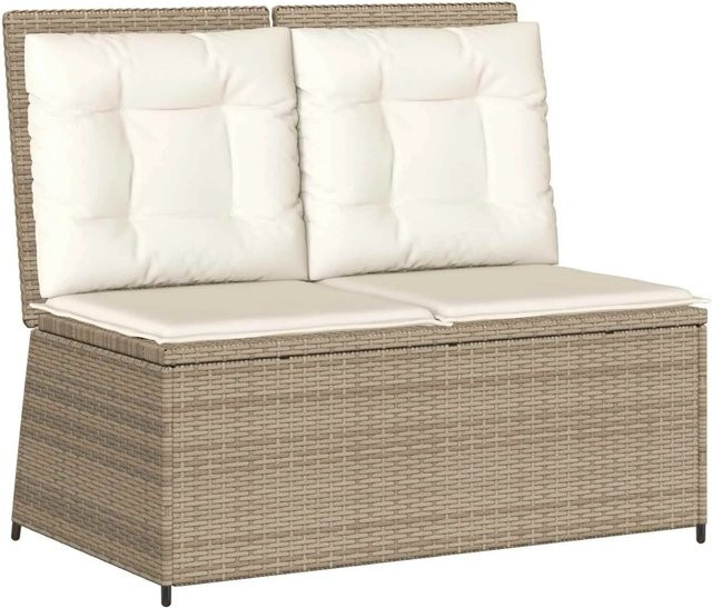 Furnicato Gartenbank aus Poly-Rattan in Beige mit verstellbarer Liegefunktion, B/T/H: 110 x 67 x 95 cm - Bild 1